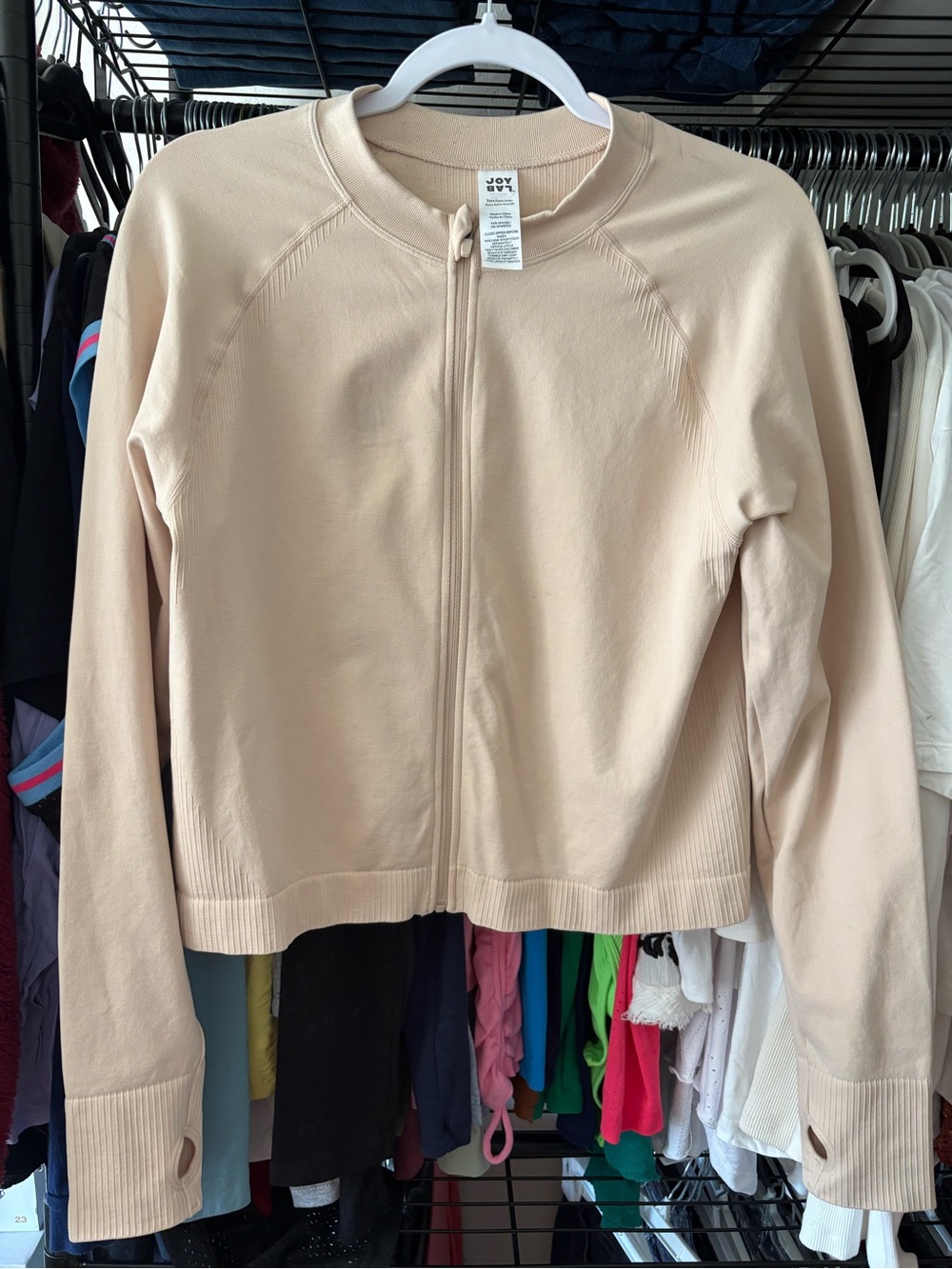 JoyLab Women's Beige/Cream Full-Zip Bomber Jacket